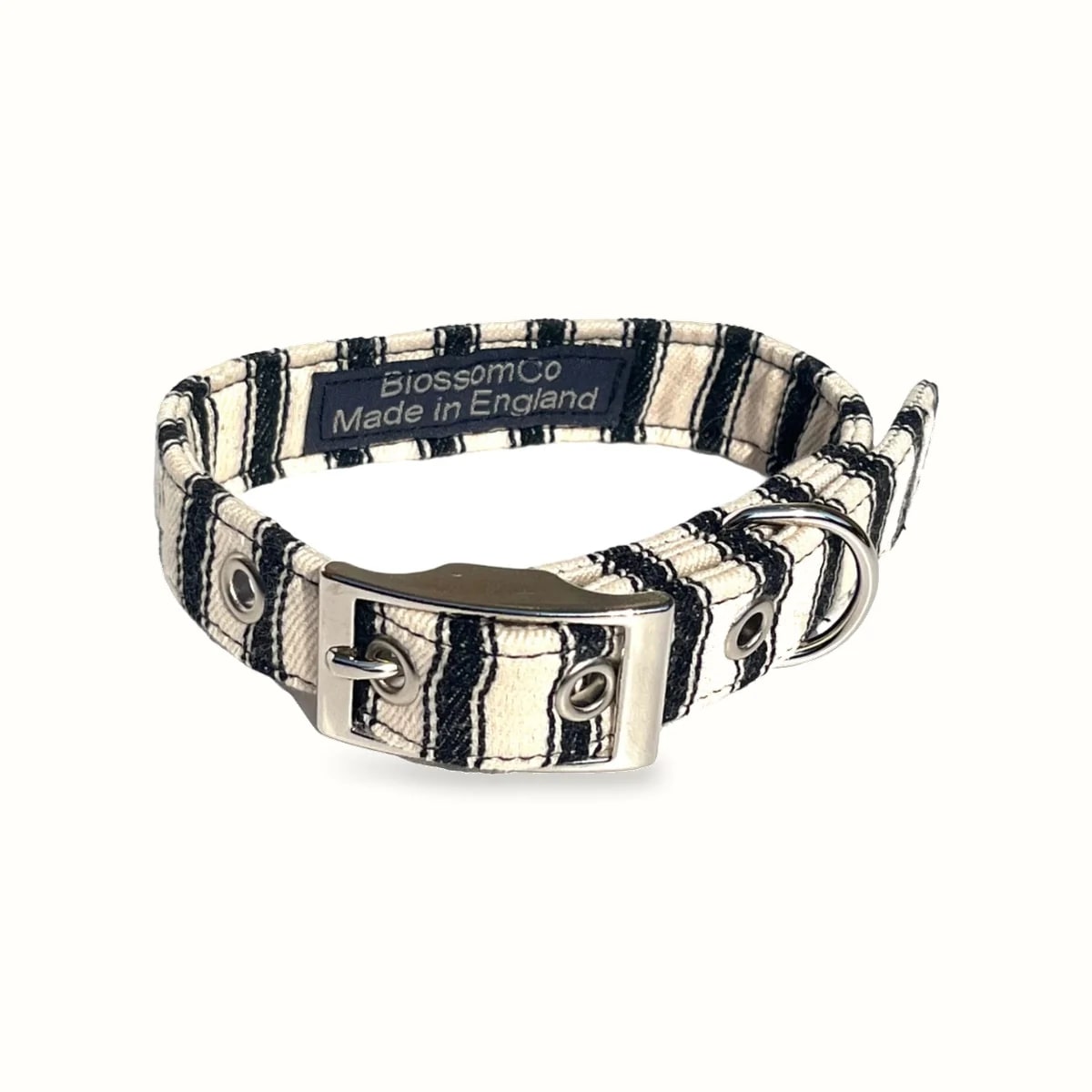 Paddington Black Ticking Dog Collar — BlossomCo
