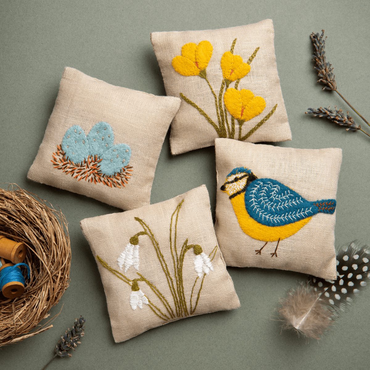 Linen Lavender Bags Embroidery Kit, Spring Garden — Corinne Lapierre
