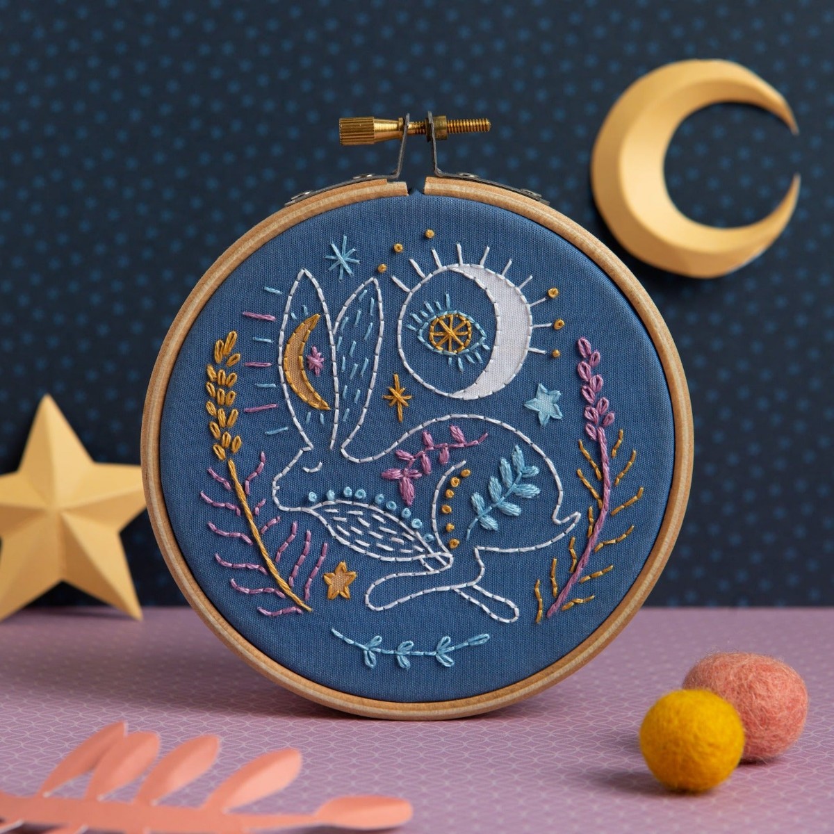 Celestial Hare Mini Embroidery Kit — Hawthorn Handmade