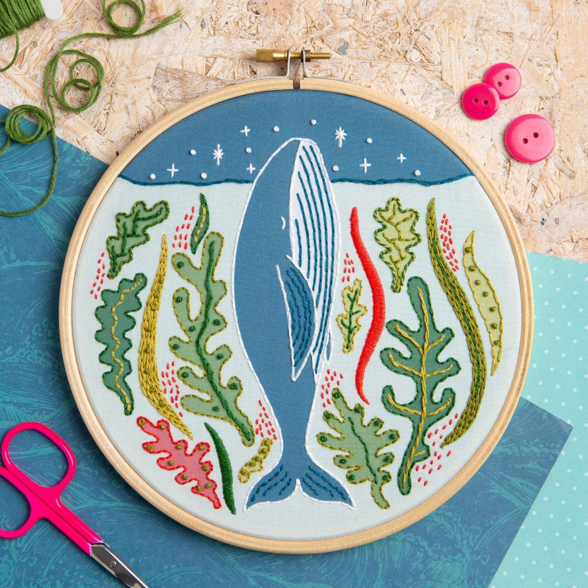 Stargazing Whale Embroidery Kit — Hawthorn Handmade