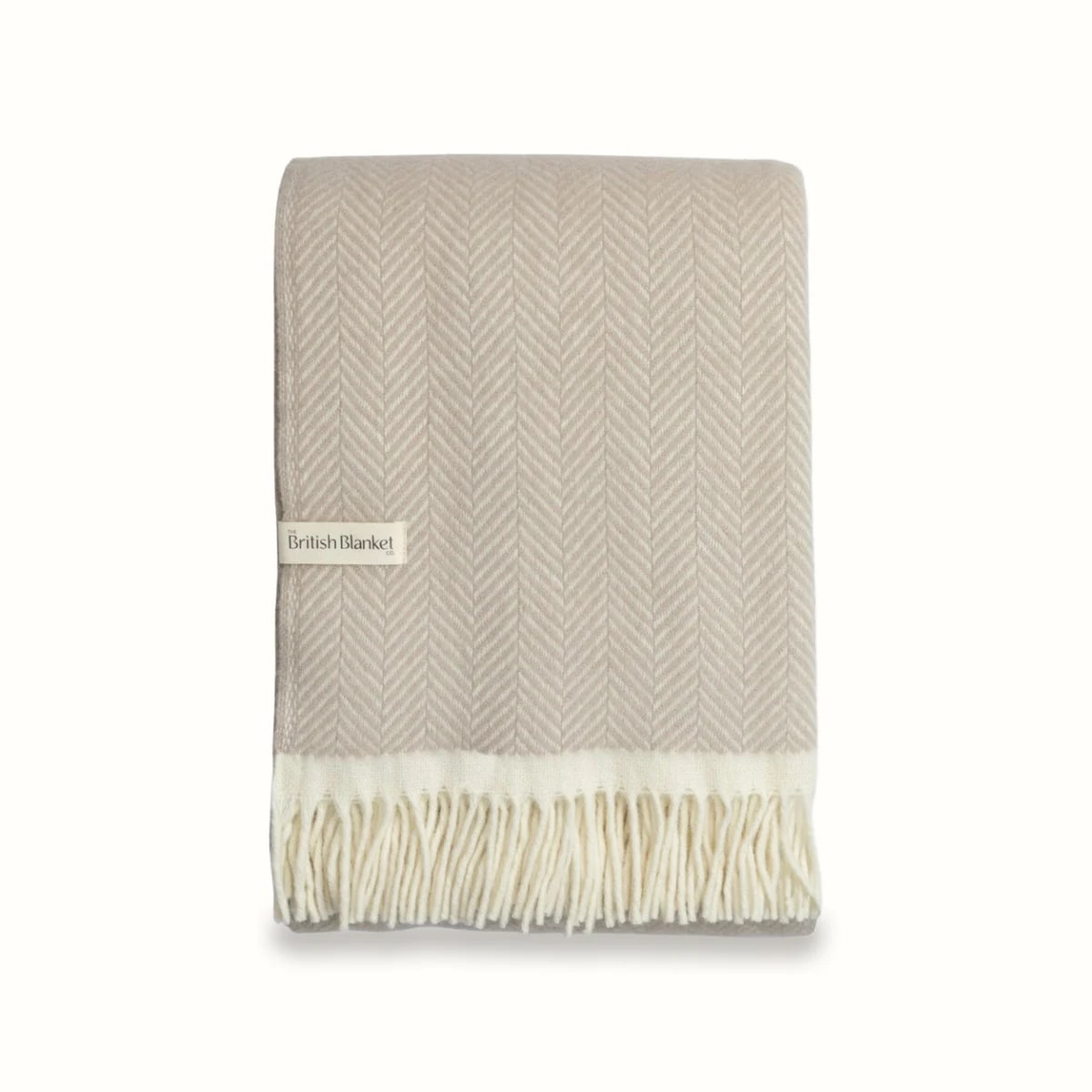 Clifton Herringbone Wool Blanket, Bath Stone — The British Blanket Company