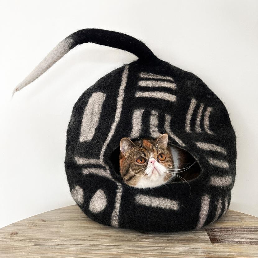 Felted Wool Cat Cave with Tail — Hiro + Wolf