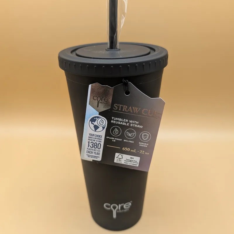 Core Kitchen Reusable Tumbler with Straw — 650ml