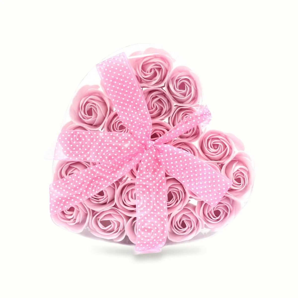 Soap Flower Heart Box — 24 Pink Roses